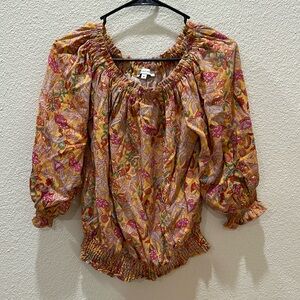 Cupcakes and Cashmere Off Shoulder Floral Top M
